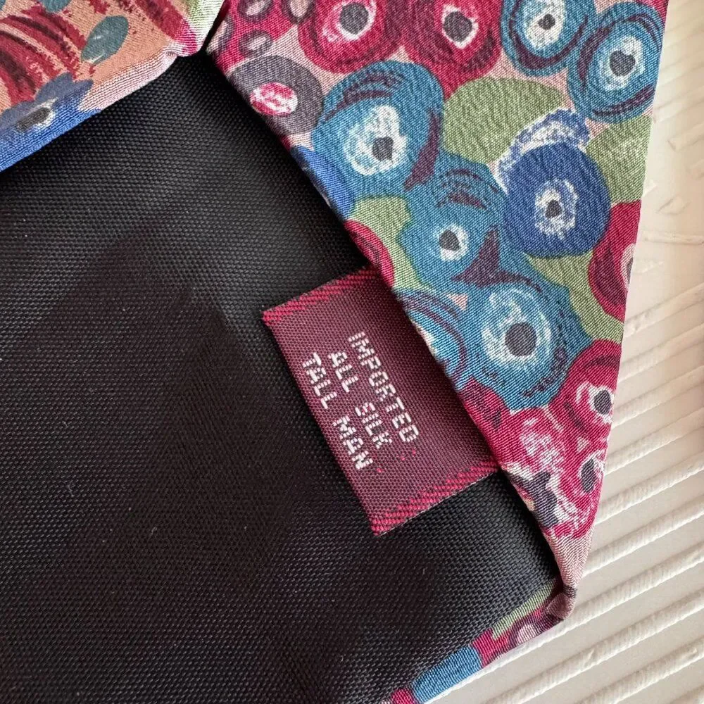 Rhyncliffe 100% Silk Abstract Geometric Print Mens Tall Tie Made in USA Vintage